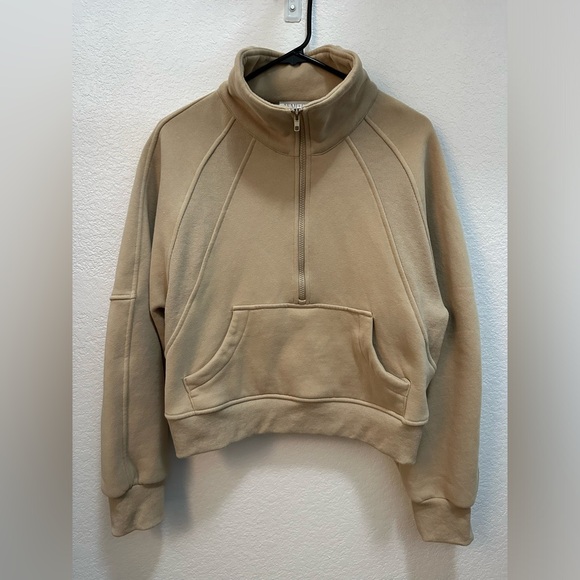 Aemi & Co Dove Funnel Neck Half Zip in Oat - Picture 3 of 6